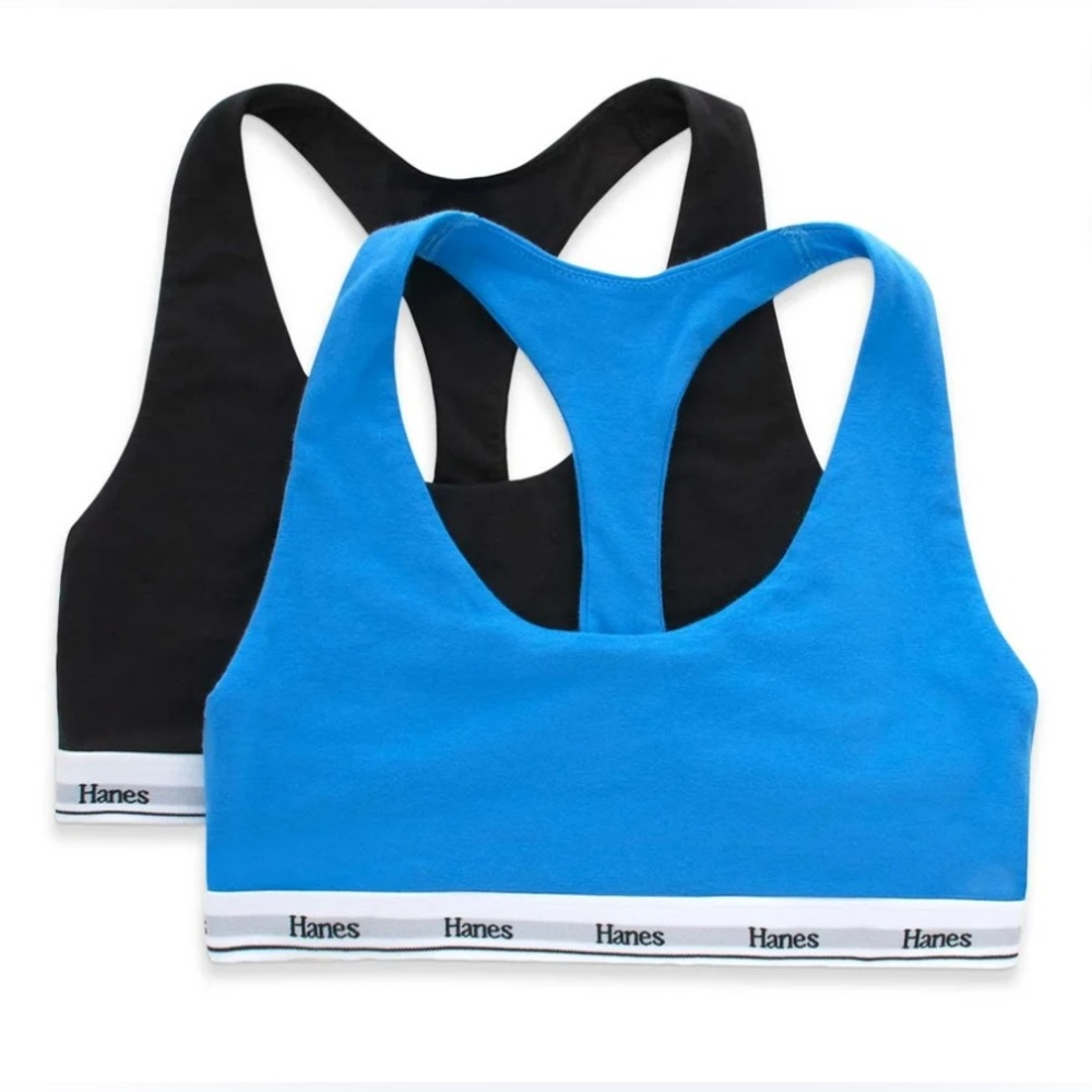 Hanes Women’s Cotton Stretch Breathable Moisture Wicking Bralette 2 Pack Medium